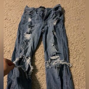 Hollister Women's Ripped Blue Skinny Jeans